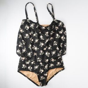 Floral Black One-Piece Swimsuit